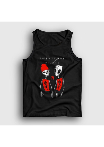 Unisex Siyah Skeleton Twenty One Pilots Atlet