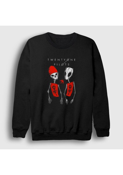 Unisex Siyah Skeleton Twenty One Pilots Sweatshirt