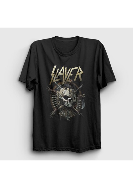 Unisex Siyah Skull Slayer T-Shirt