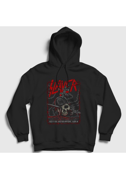 Unisex Siyah Slayed Slayer Kapüşonlu Sweatshirt