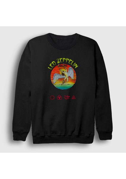 Unisex Siyah Swan Led Zeppelin Sweatshirt