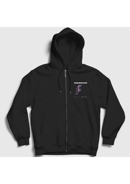 Unisex Siyah Till Lindemann Rammstein Fermuarlı Kapüşonlu Sweatshirt