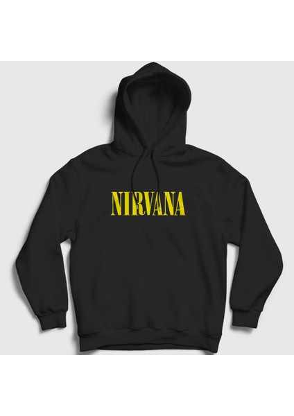 Unisex Siyah Yellow Nirvana Kapüşonlu Sweatshirt