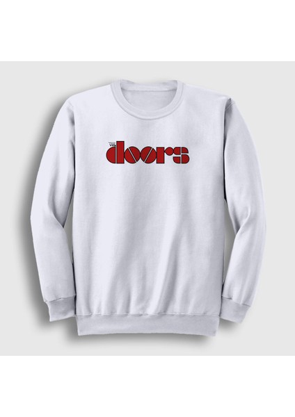 Unisex Beyaz Red Logo The Doors Sweatshirt