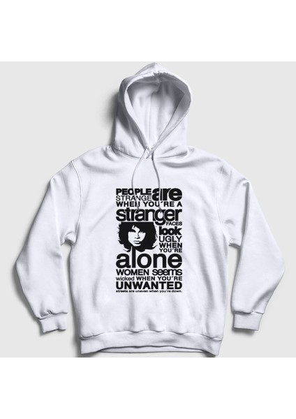 Unisex Beyaz Stranger The Doors Kapüşonlu Sweatshirt