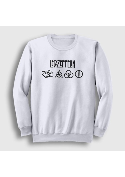 Unisex Beyaz Symbols Led Zeppelin Sweatshirt
