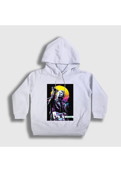Unisex Çocuk Beyaz Thom Yorke Radiohead Kapüşonlu Sweatshirt