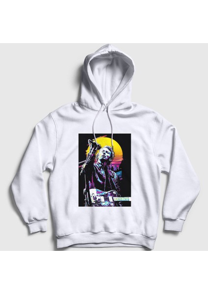Unisex Beyaz Thom Yorke Radiohead Kapüşonlu Sweatshirt