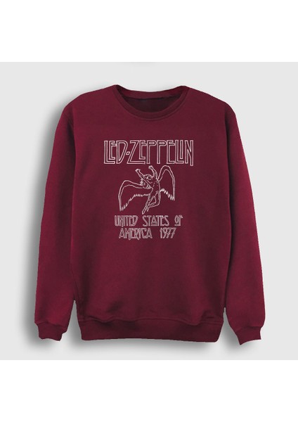 Unisex Bordo Logo Led Zeppelin Sweatshirt