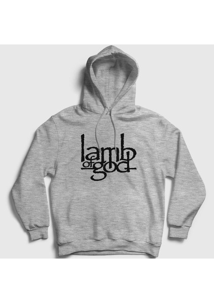 Unisex Gri Logo Lamb Of God Kapüşonlu Sweatshirt