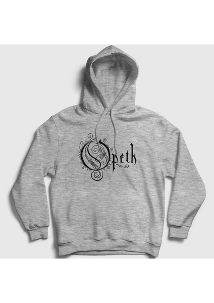 Unisex Gri Logo Opeth Kapüşonlu Sweatshirt