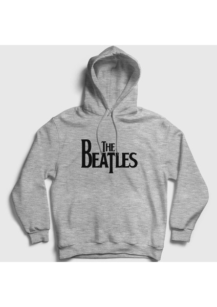 Unisex Gri Logo The Beatles Kapüşonlu Sweatshirt