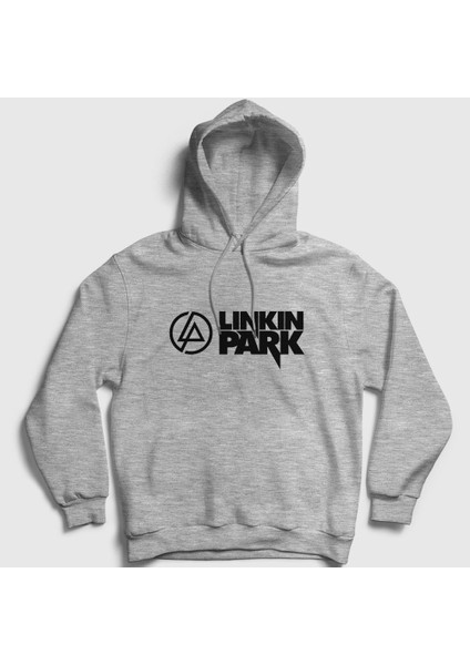 Unisex Gri Logo V2 Linkin Park Kapüşonlu Sweatshirt