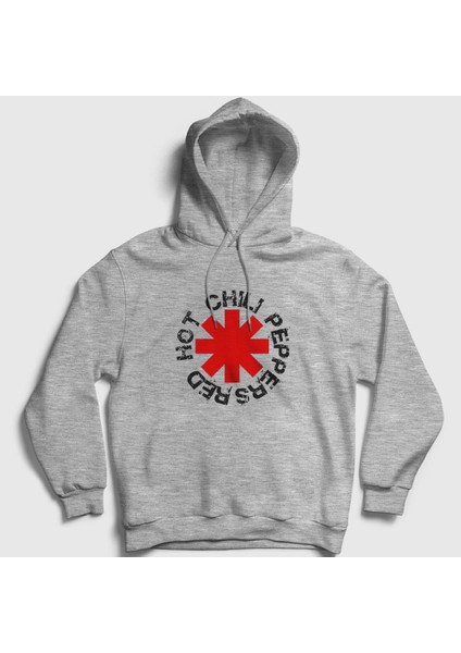 Unisex Gri Logo V2 Red Hot Chili Peppers Kapüşonlu Sweatshirt