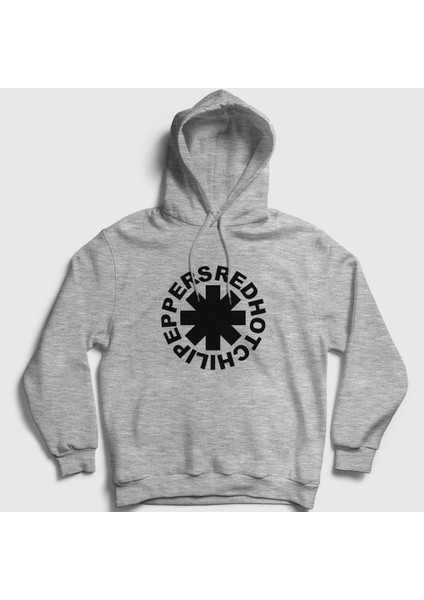 Unisex Gri Logo V3 Red Hot Chili Peppers Kapüşonlu Sweatshirt