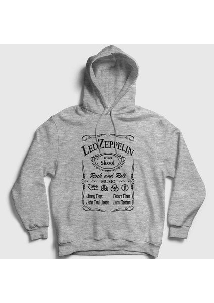 Unisex Gri Old Led Zeppelin Kapüşonlu Sweatshirt