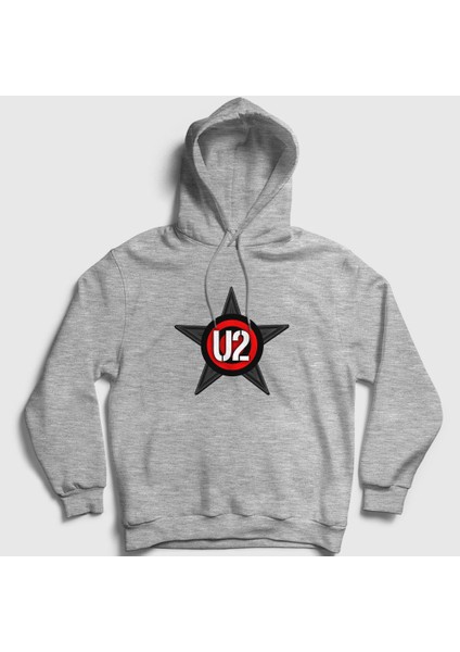 Unisex Gri Star U2 Kapüşonlu Sweatshirt