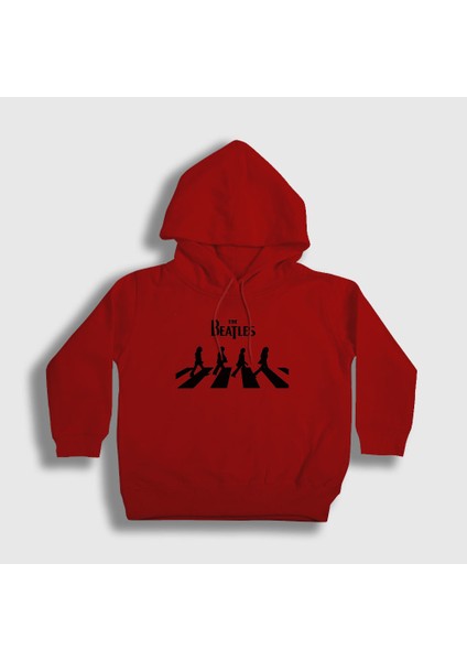 Unisex Çocuk Kırmızı Abbey Road The Beatles Kapüşonlu Sweatshirt