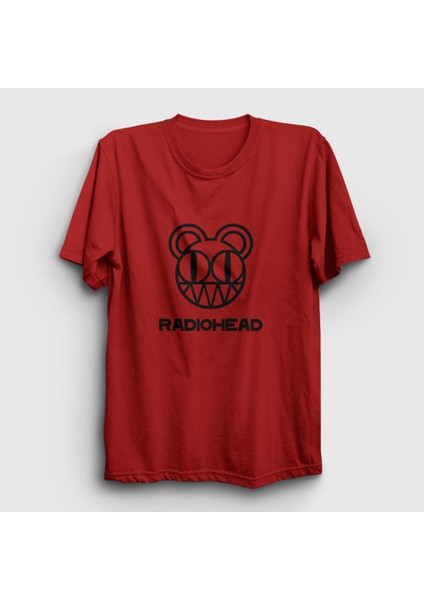 Unisex Kırmızı Bear Logo Radiohead T-Shirt