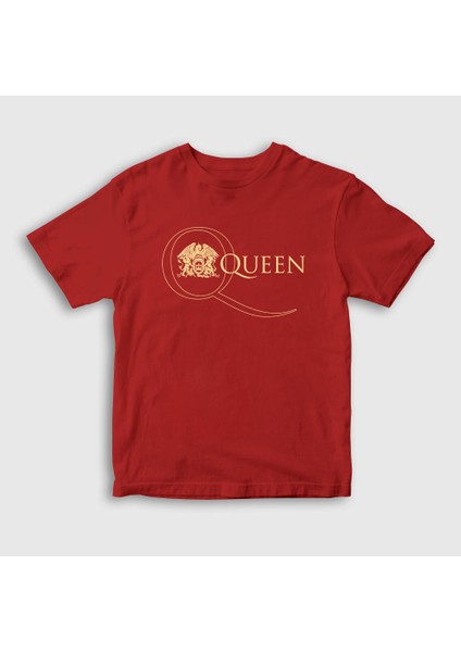 Unisex Çocuk Kırmızı Gold Logo Queen T-Shirt