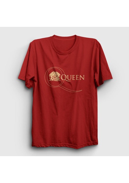 Unisex Kırmızı Gold Logo Queen T-Shirt