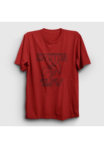 Unisex Kırmızı Logo Led Zeppelin T-Shirt