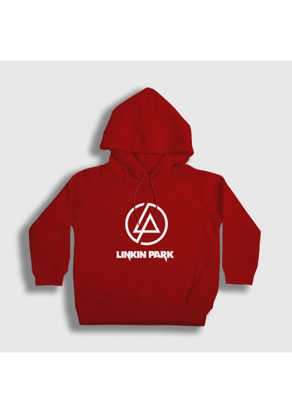 Unisex Çocuk Kırmızı Logo Linkin Park Kapüşonlu Sweatshirt