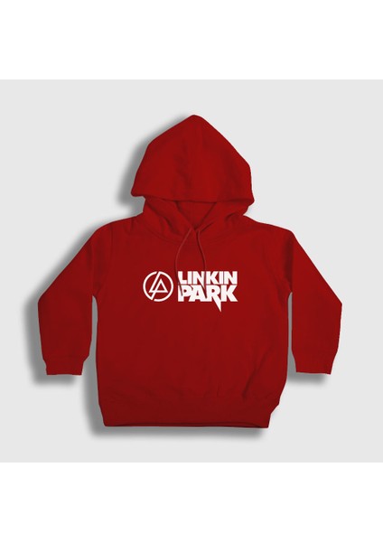 Unisex Çocuk Kırmızı Logo V2 Linkin Park Kapüşonlu Sweatshirt