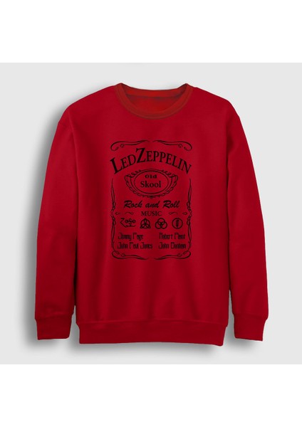 Unisex Kırmızı Old Led Zeppelin Sweatshirt