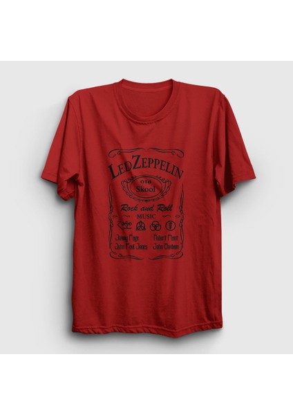 Unisex Kırmızı Old Led Zeppelin T-Shirt