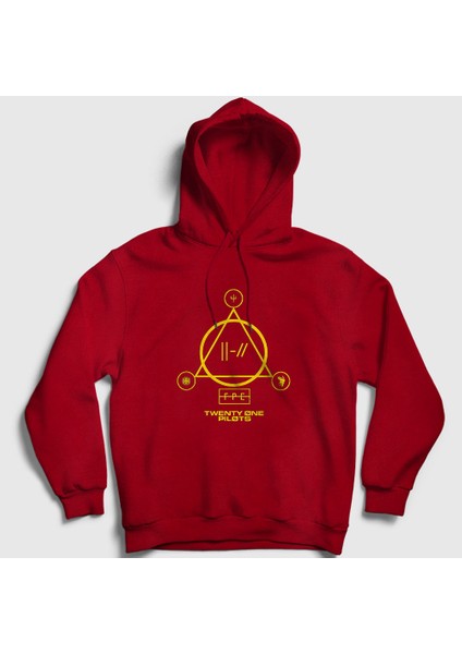 Unisex Kırmızı Panic Twenty One Pilots Kapüşonlu Sweatshirt