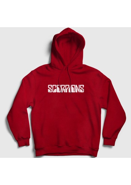 Unisex Kırmızı Scorpions Kapüşonlu Sweatshirt