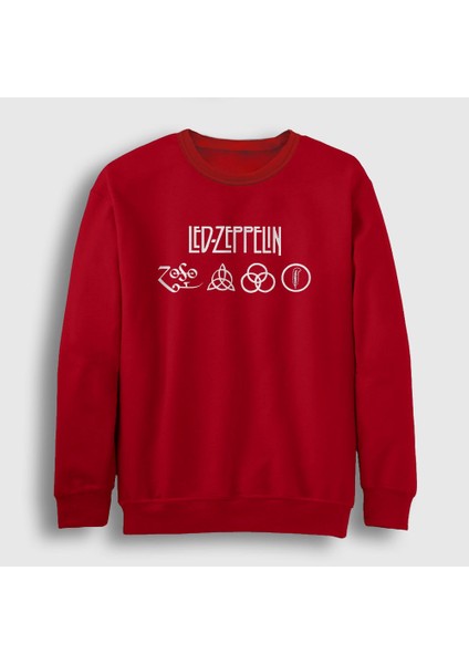 Unisex Kırmızı Symbols Led Zeppelin Sweatshirt