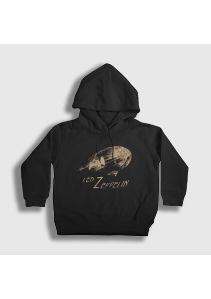 Unisex Çocuk Siyah Airship Led Zeppelin Kapüşonlu Sweatshirt