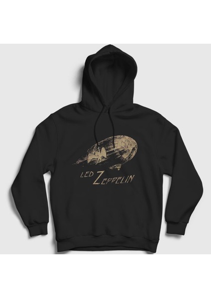 Unisex Siyah Airship Led Zeppelin Kapüşonlu Sweatshirt