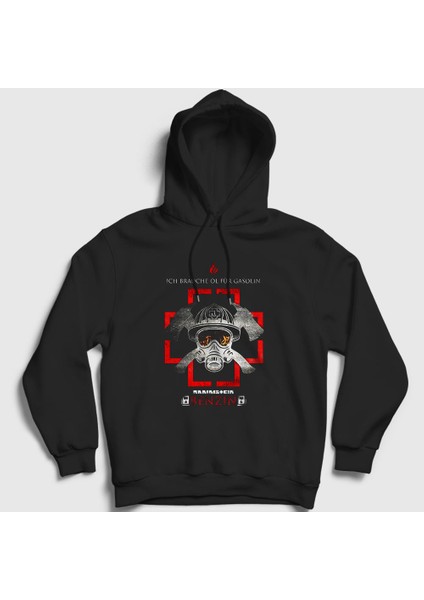 Unisex Siyah Benzin Rammstein Kapüşonlu Sweatshirt