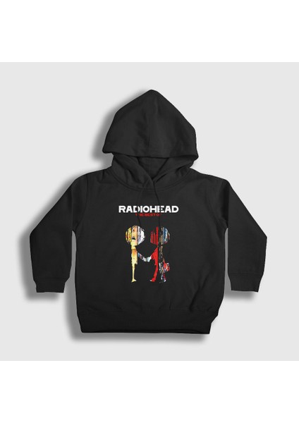 Unisex Çocuk Siyah Best Radiohead Kapüşonlu Sweatshirt