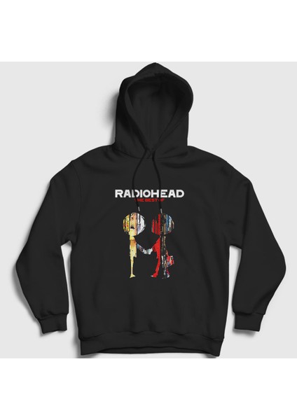 Unisex Siyah Best Radiohead Kapüşonlu Sweatshirt