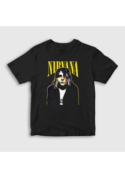Unisex Çocuk Siyah Cobain Nirvana T-Shirt