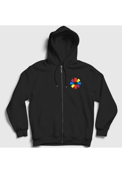 Unisex Siyah Colors Red Hot Chili Peppers Fermuarlı Kapüşonlu Sweatshirt