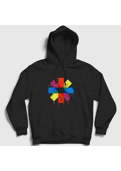 Unisex Siyah Colors Red Hot Chili Peppers Kapüşonlu Sweatshirt