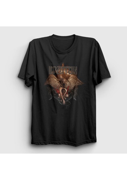 Unisex Siyah Crete Led Zeppelin T-Shirt