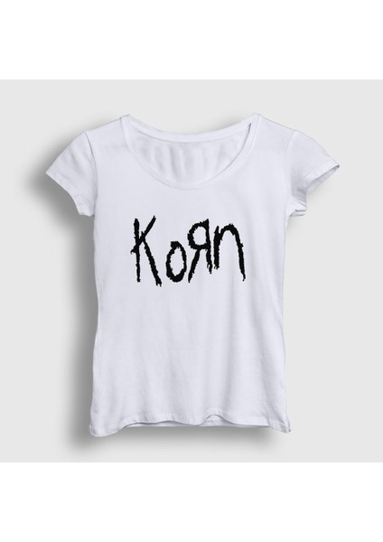 Kadın Beyaz Logo Korn T-Shirt
