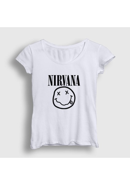 Kadın Beyaz Logo Nirvana T-Shirt