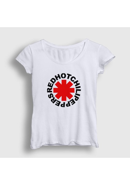 Kadın Beyaz Logo Red Hot Chili Peppers T-Shirt