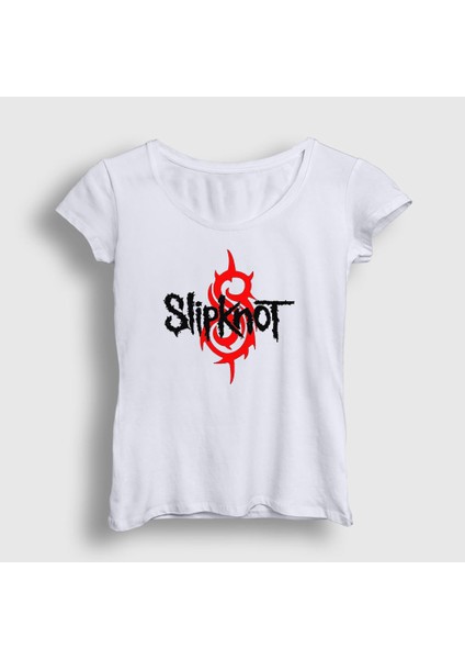 Kadın Beyaz Logo Slipknot T-Shirt