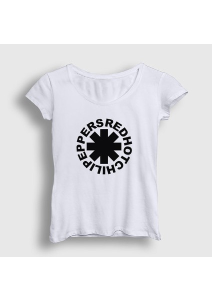 Kadın Beyaz Logo V3 Red Hot Chili Peppers T-Shirt