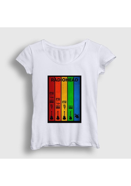 Kadın Beyaz Rainbow Radiohead T-Shirt