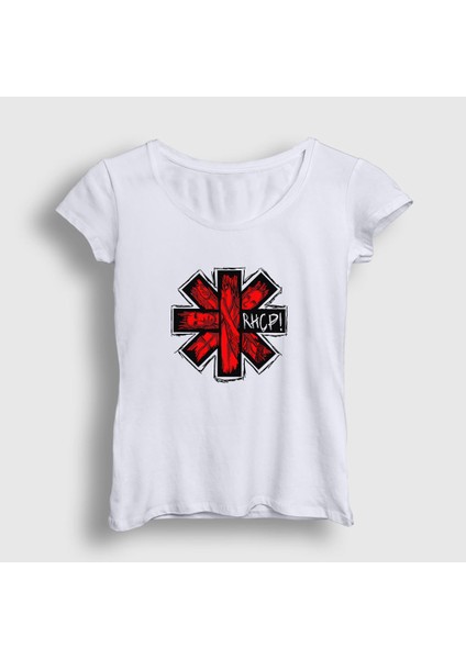 Kadın Beyaz Rhcp Red Hot Chili Peppers T-Shirt