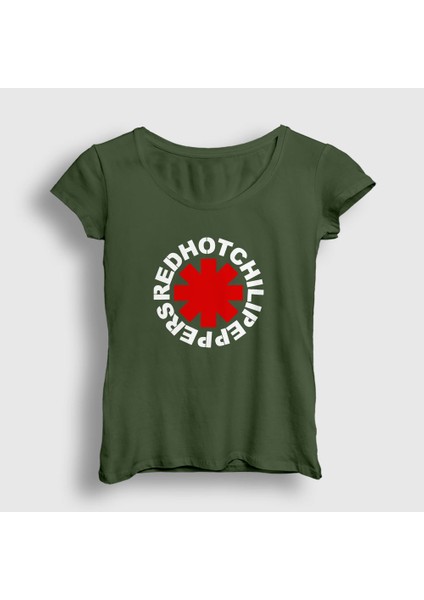 Kadın Haki Logo Red Hot Chili Peppers T-Shirt